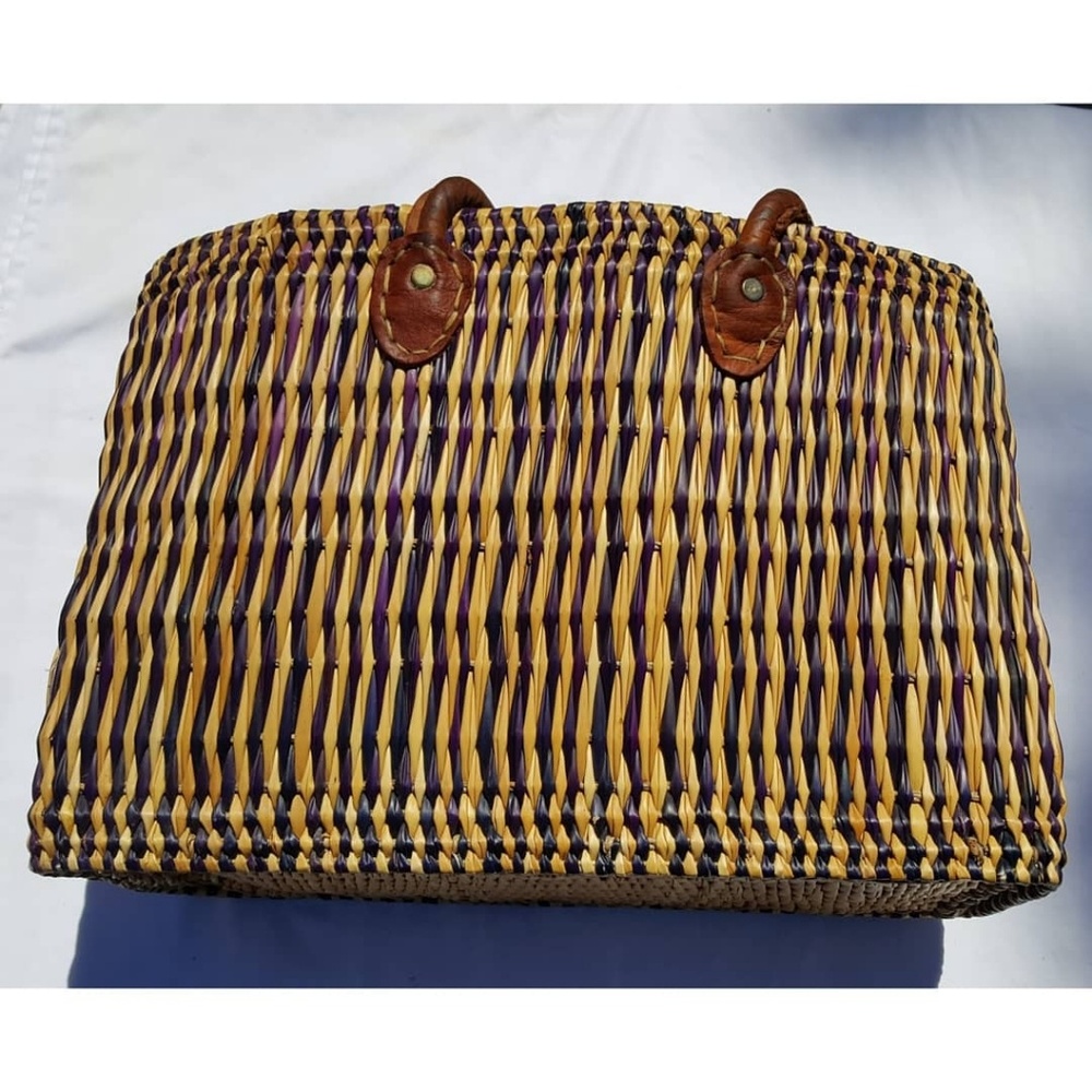 Eco Festival Woven Jute Leather Straps Tote
